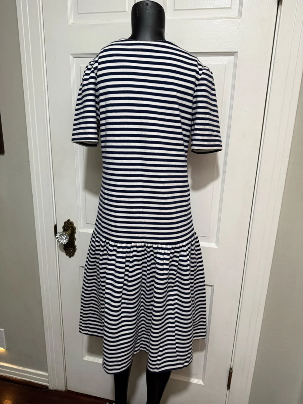 Girls Womens Vintage Fourth of July Stripe Drop Waist Nautical Dress Size 14